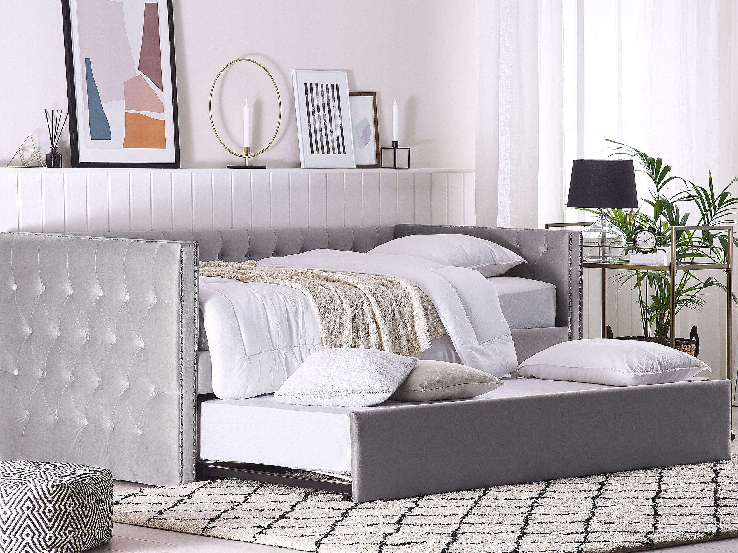 TAGESBETT 90/200cm Grau Gassin - Grau, Textil (90/200cm) - Beliani