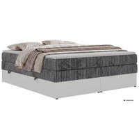 BOXSPRINGBETT TRAVIT ZERO KING 180/200 - Grau Cord - Topper T25 - H3 - Schwarz/Grau, Kunststoff/Textil (180/200cm) - MKS