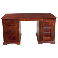 SCHREIBTISCH Akazie 150x85x76 nougat lackiert OXFORD #420 - Dunkelbraun, Holz (85/150/76cm) - Massivmoebel24