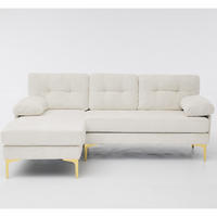L-FÖRMIGES ECKSOFA Beige 187,5/130/79 cm 3-Sitzer Chenillebezug - Beige, Holz (187.5/130cm) - PANGIVO