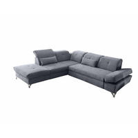 ECKSOFA mit Schlaffunktion und verstellbaren Kopflehnen - Chromfarben/Anthrazit, Textil/Metall (275/245cm) - ed exciting design