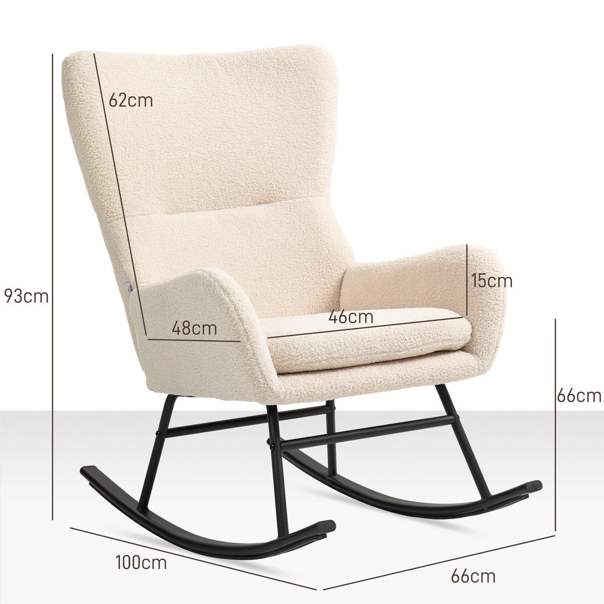 SCHAUKELSTUHL DE-17379 Beige & Schwarz - Beige, Metall (100/93/66cm) - ComfortXL