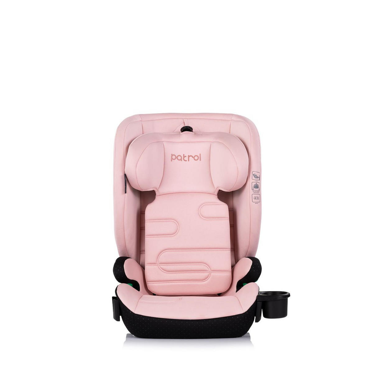 KINDERSITZ Patrol i-Size rosa Isofix (100-150cm) Kopfstütze Getränkehalter - Rosa, Kunststoff (44/58/51cm) - Chipolino
