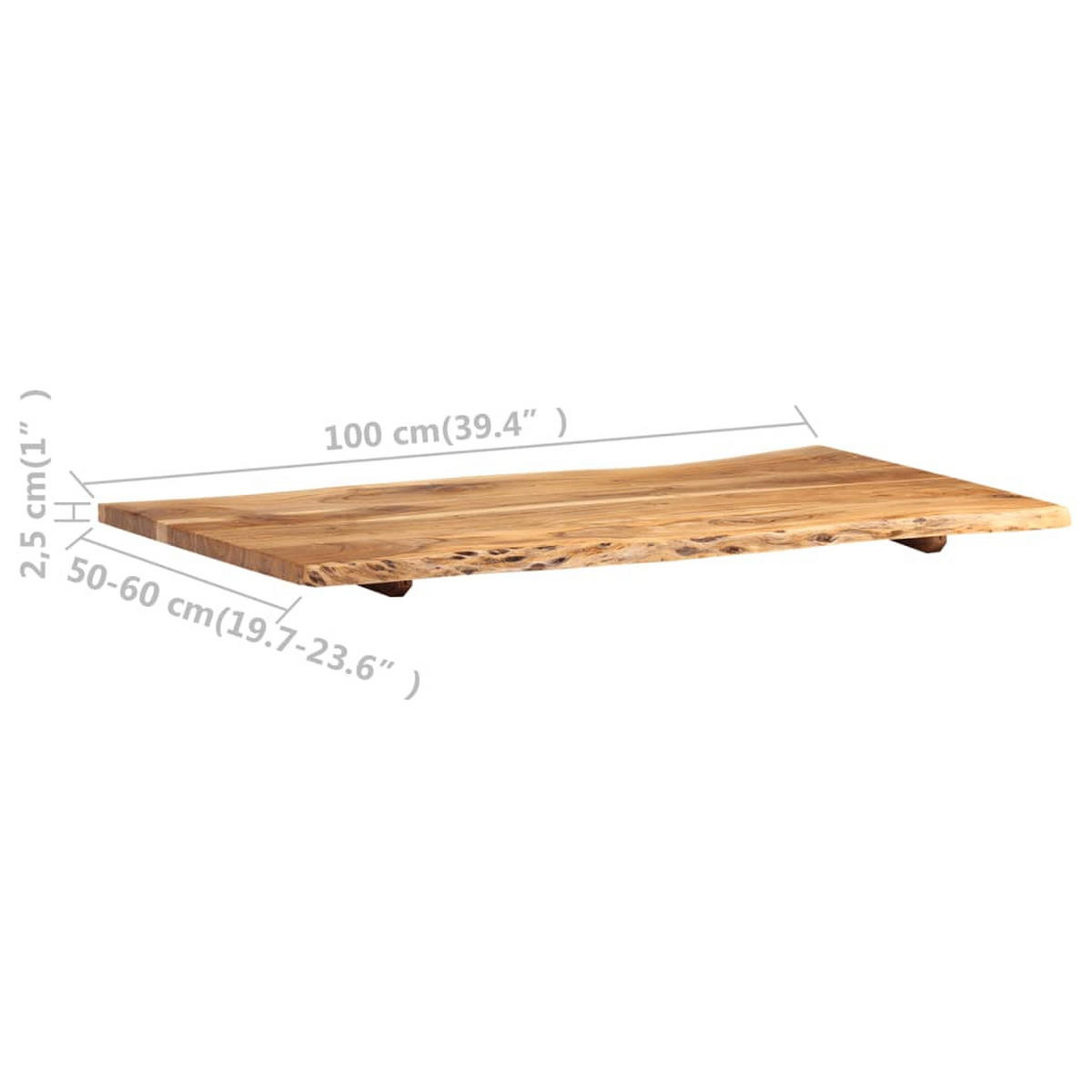 TISCHPLATTE Massivholz Akazie 100x(50-60)x2,5 cm - Braun, Holz (60/100/2.5cm)