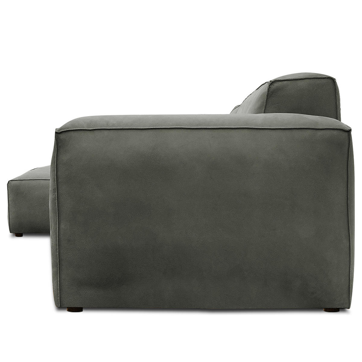 ECKSOFA mit Longchair - Anthrazit/Schwarz, Leder/Kunststoff (345/170cm) - home24