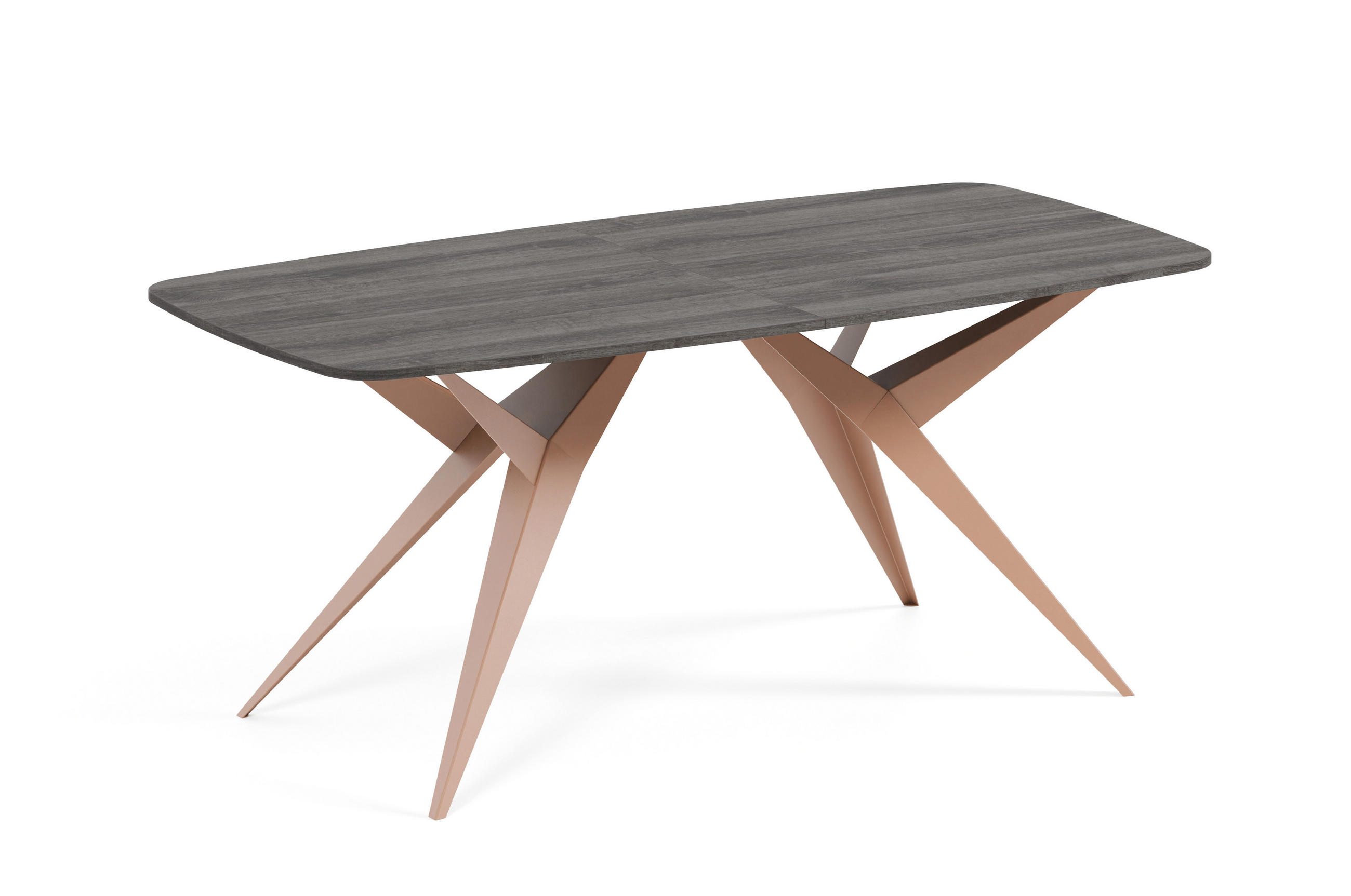ESSTISCH AXIS - Anthrazit/Kupferfarben, Holzwerkstoff/Metall (90/180/76cm) - Meblini