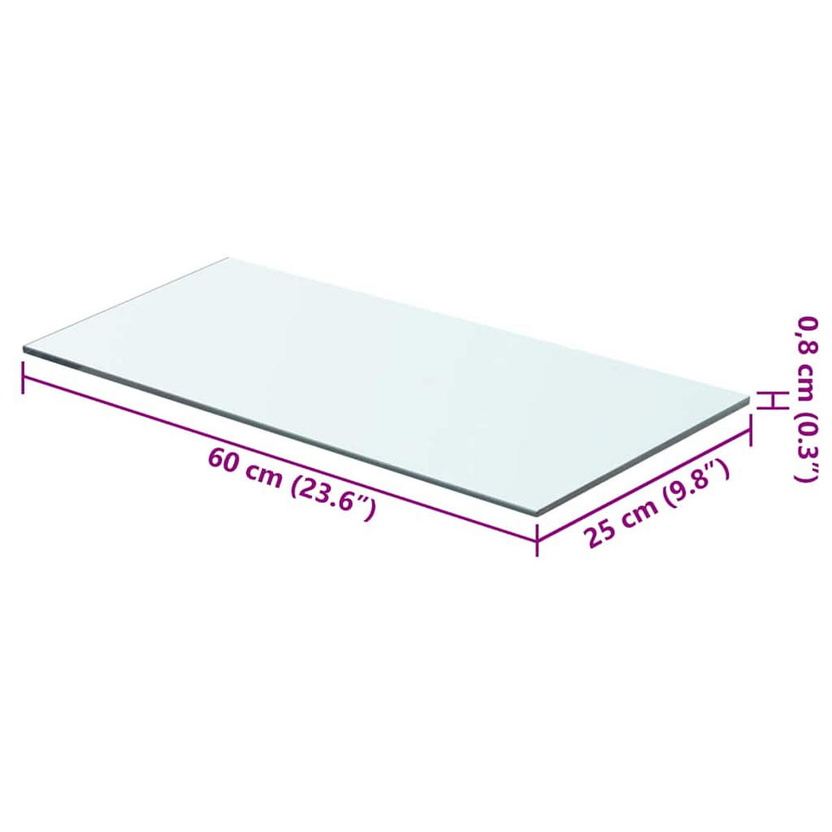 REGALBODEN Glas Transparent 60/25 Cm - Transparent, Glas (25/0.8/60cm) - vidaXL