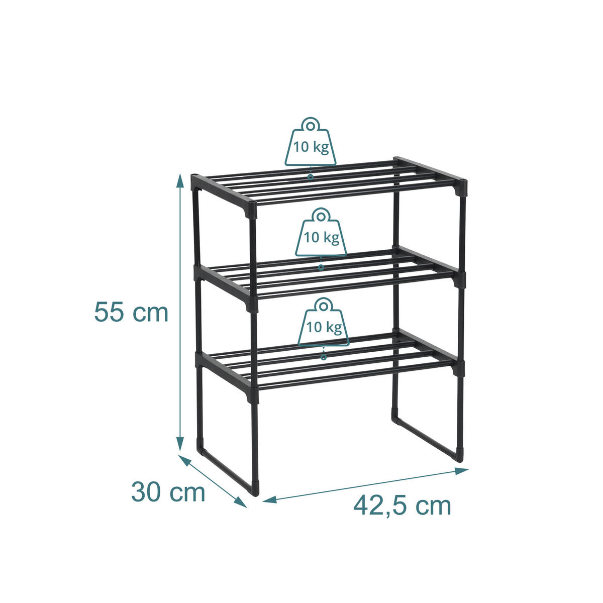 BOTNÍK - černá, kov/plast (42.5/55/30cm) - Relaxdays