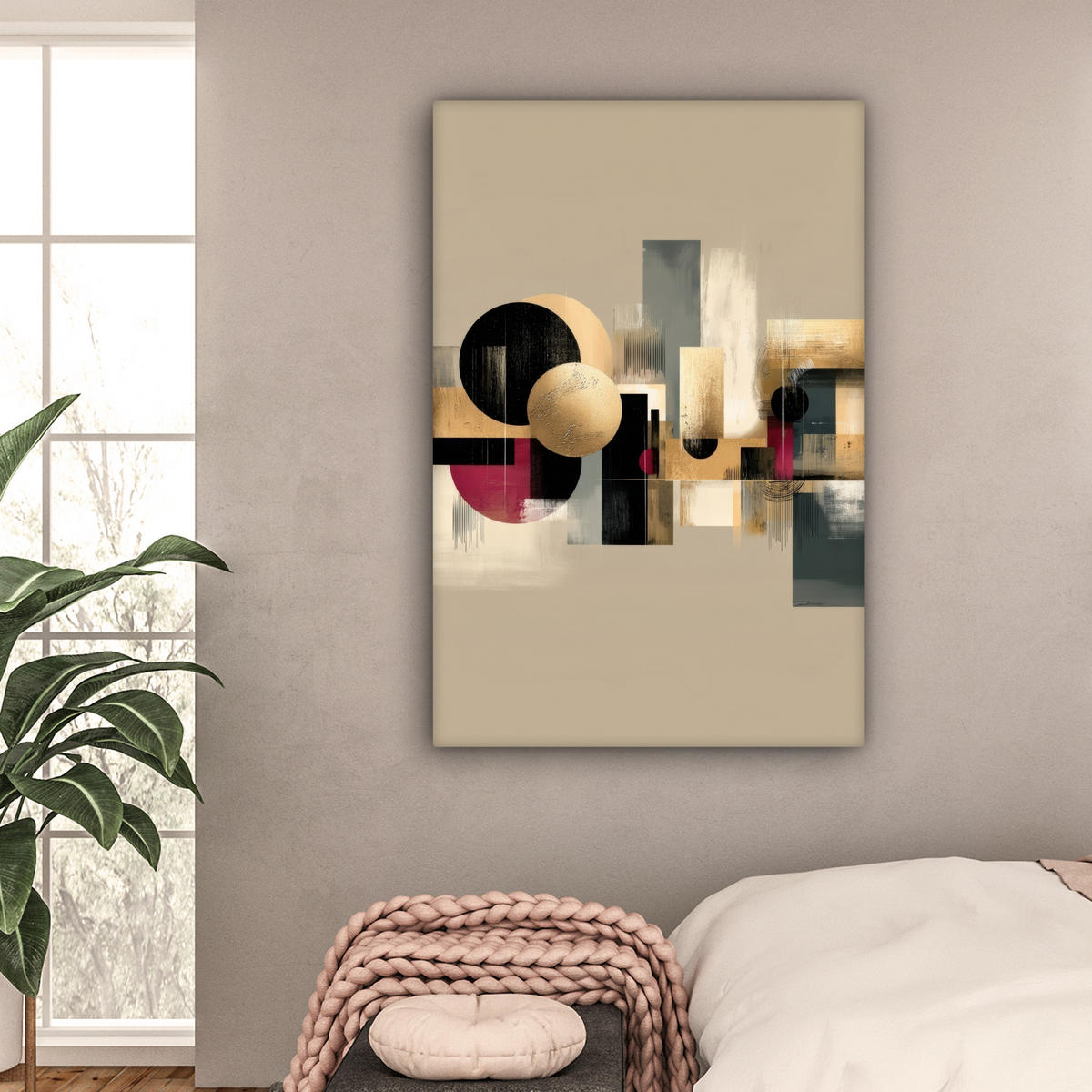 LEINWANDBILD Abstrakt - Formen - Beige - Texturen Deko XXL 80x120 cm - Beige, Textil (80/120cm) - MuchoWow