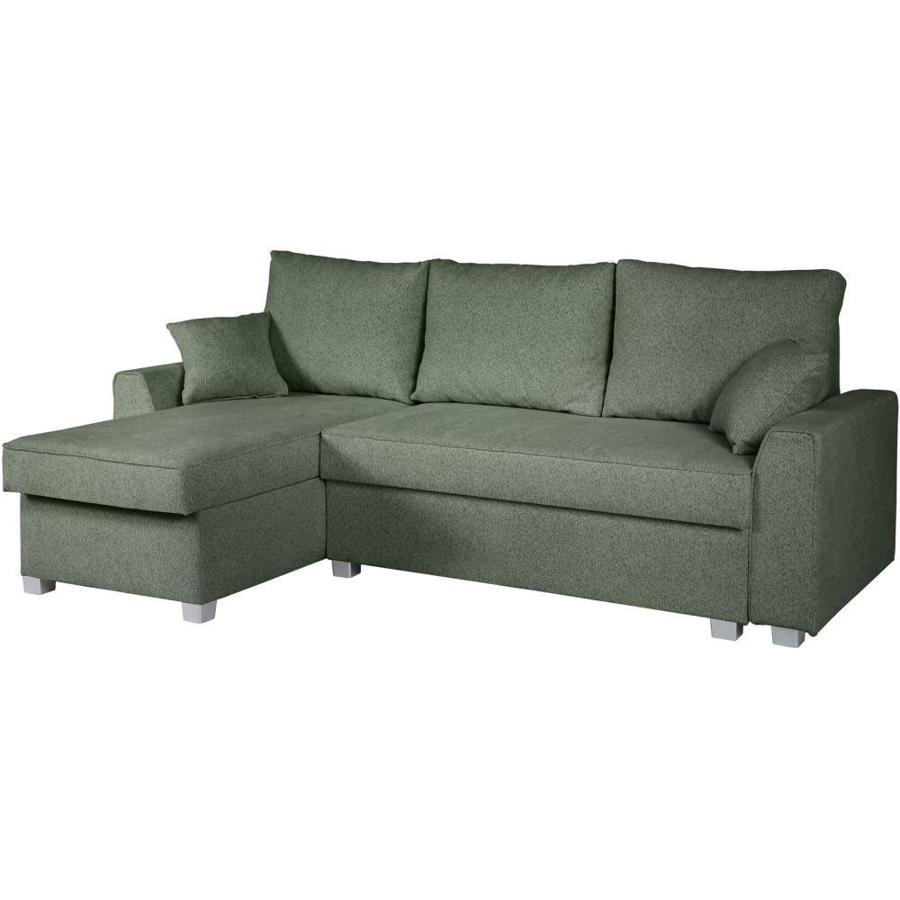 ECKSCHLAFSOFA Teramo grün - Schwarz/Grün, Kunststoff/Textil (235/150cm) - Beautysofa