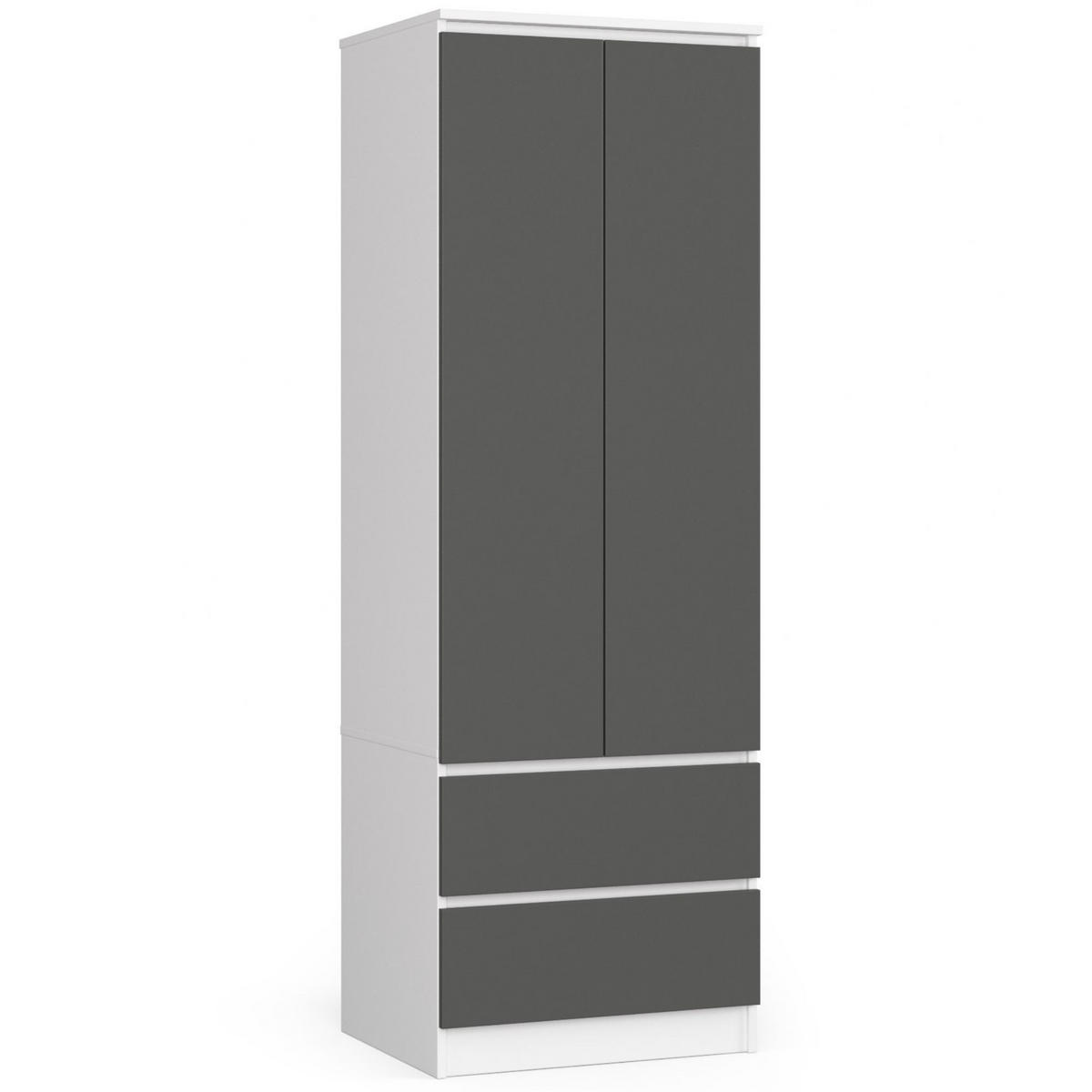 KLEIDERSCHRANK Weiß, Grau 60x51x180 cm - Graphitfarben/Weiß, Holzwerkstoff (60/180/51cm) - Akord