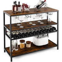FLASCHENREGAL mit 4 Reihen Glashalter Vintage Eiche Dekor - Alteiche, Holz (102/87/40cm) - COSTWAY