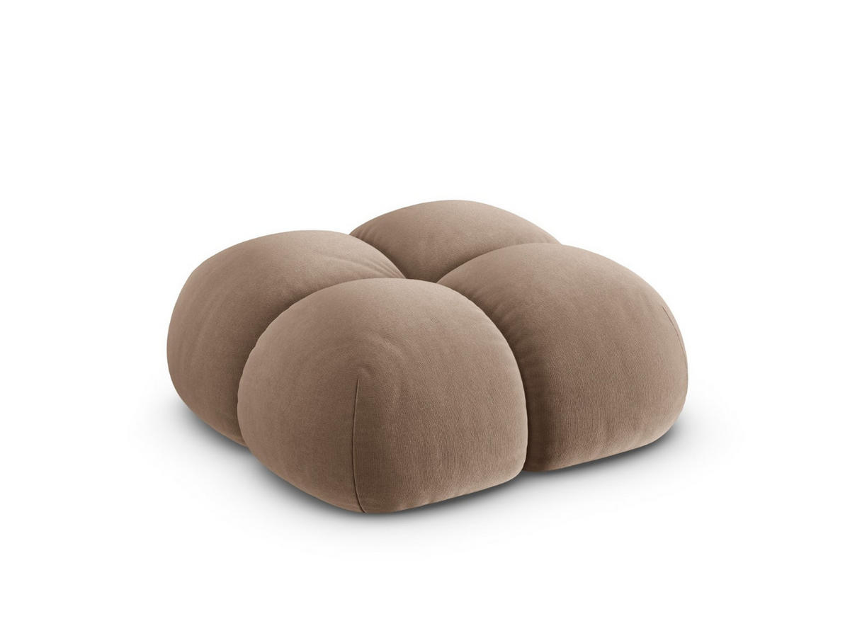 POUF Loretto aus Samt dunkelbeige - Mokka, Textil (90/40/90cm) - Cosmopolitan Design