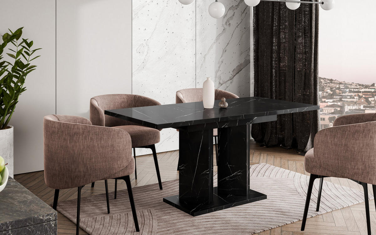 ESSTISCH BELTRA Ausziehbar 120 - 160 / 80 x 76 cm - Hellgrau/Schwarz, Holz (120/80/76cm) - MASSENO