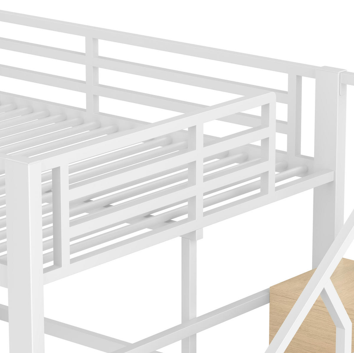 HOCHBETT aus Metall und MDF 140x200 cm in Weiß mit LED & Stauraum - Weiß, Metall (140/200cm) - Modfu