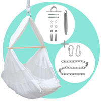 BABY-FEDERWIEGE mit 100cm Kette & Deckenhaken - Weiß, Textil (36/94/70cm) - Amanka