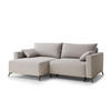 ECKSOFA MIT SCHLAFFUNKTION Leon Hellbeige Webstoff - Beige/Schwarz, Holz/Holzwerkstoff (148/239cm) - Maison de Reve