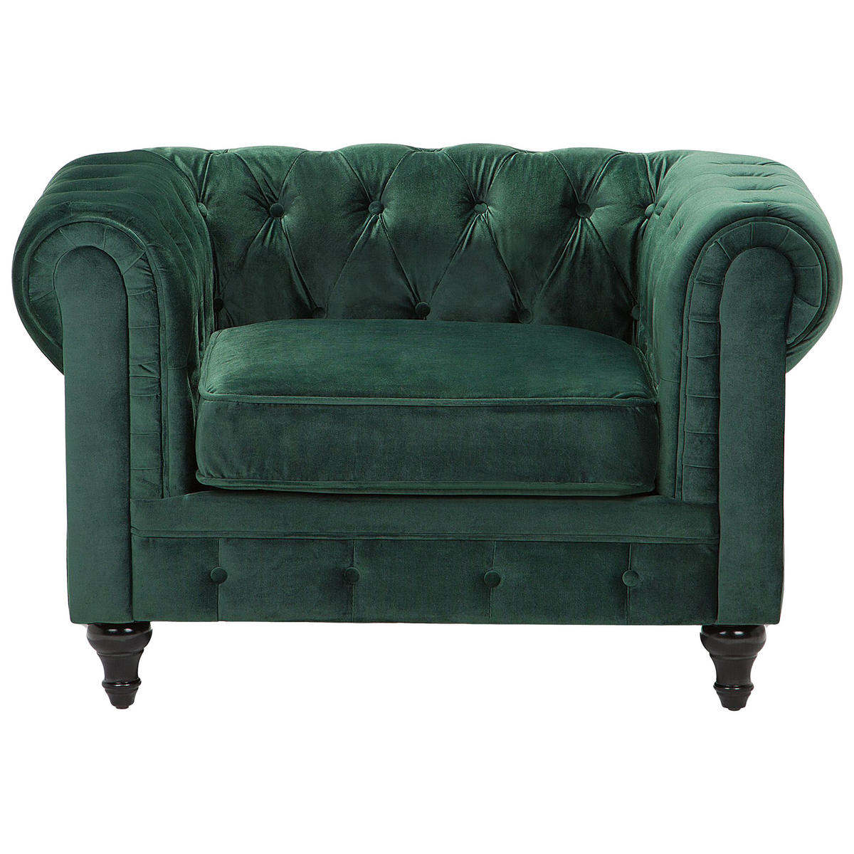 4-SITZER SOFA SET Samtstoff Grün Chesterfield - Grün, Textil (201/70/75cm) - Beliani