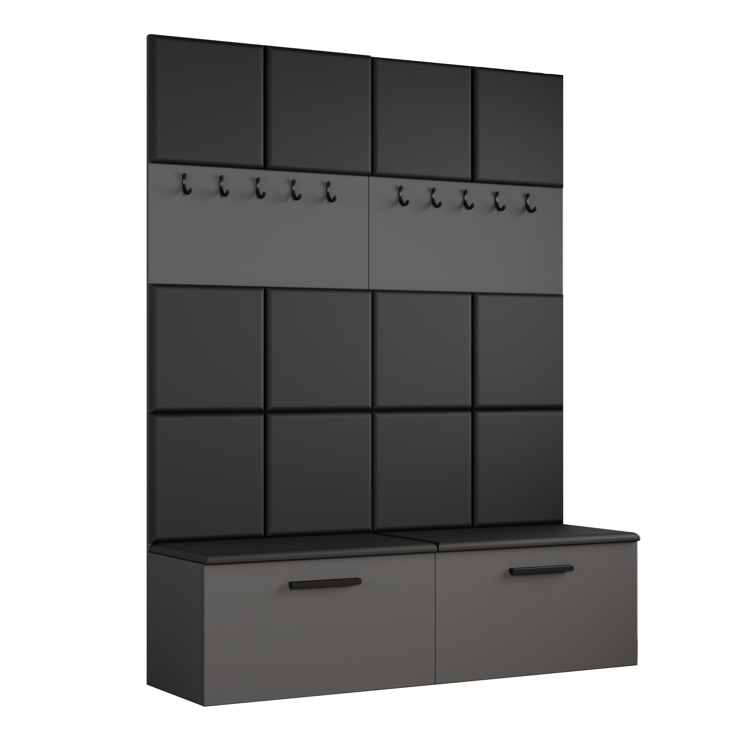 GARDEROBENSCHRANK MODULO 161,2/204/40 cm Modern Garderobe-Set Grau - Schwarz/Grau, Holzwerkstoff (161.2/204/40cm) - MASSENO