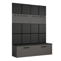 GARDEROBENSCHRANK MODULO 161,2/204/40 cm Modern Garderobe-Set Grau - Schwarz/Grau, Holzwerkstoff (161.2/204/40cm) - MASSENO