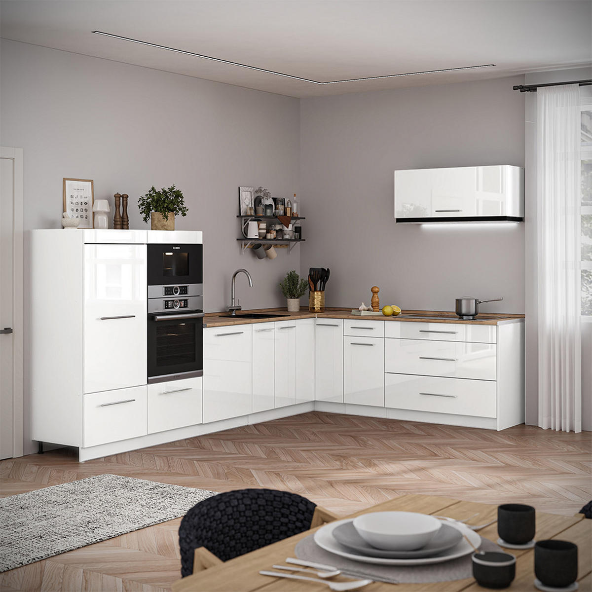 NÁSTENNÁ SKRINKA Fame-Line, Biely vysoký lesk/biely, 100 cm - biela/biela s vysokým leskom, kompozitné drevo (100/40/34.1cm) - Vicco