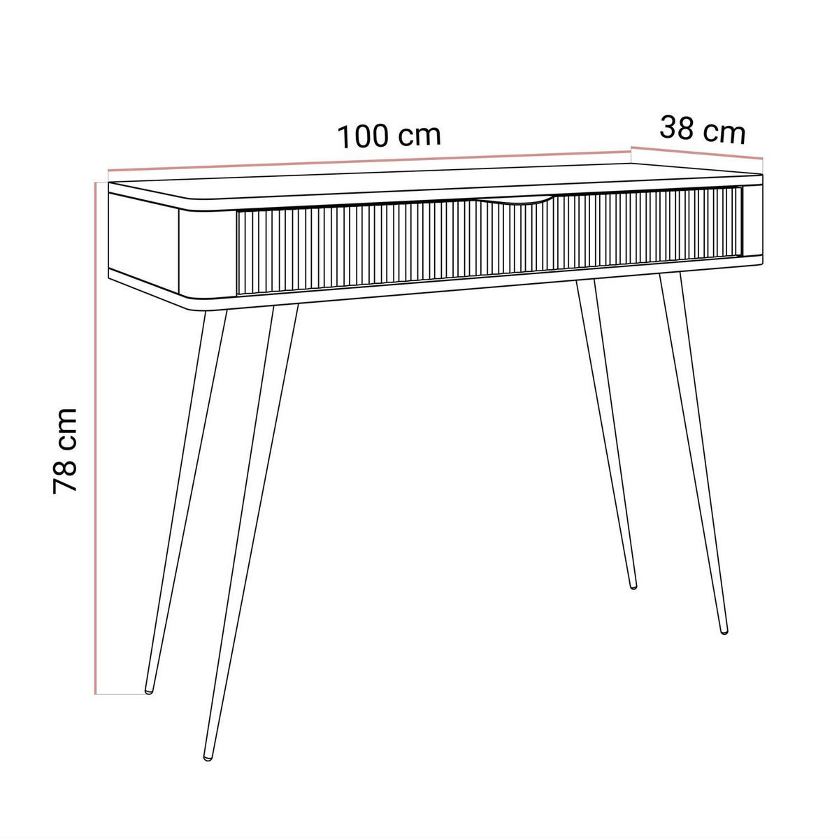 KONSOLE SCARLETT MIT SCHUBLADE BEIGE + GOLD - Beige, Holzwerkstoff (38/100/78cm) - Lookway