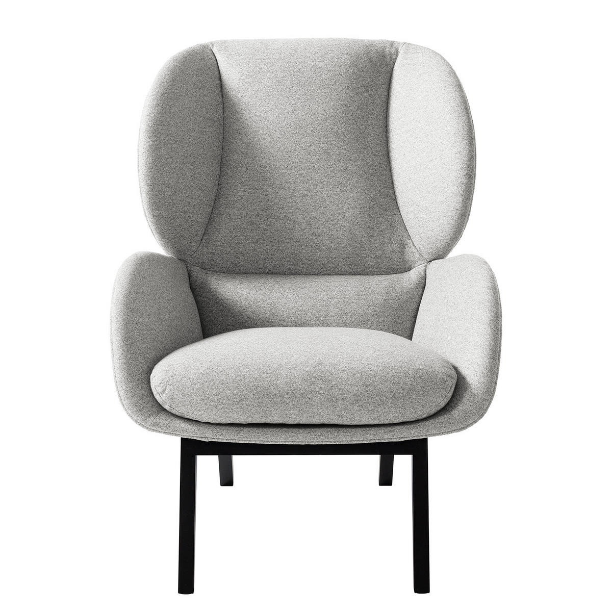 SESSEL - Hellgrau/Schwarz, Eichenholz/Textil (82/102/90cm) - home24