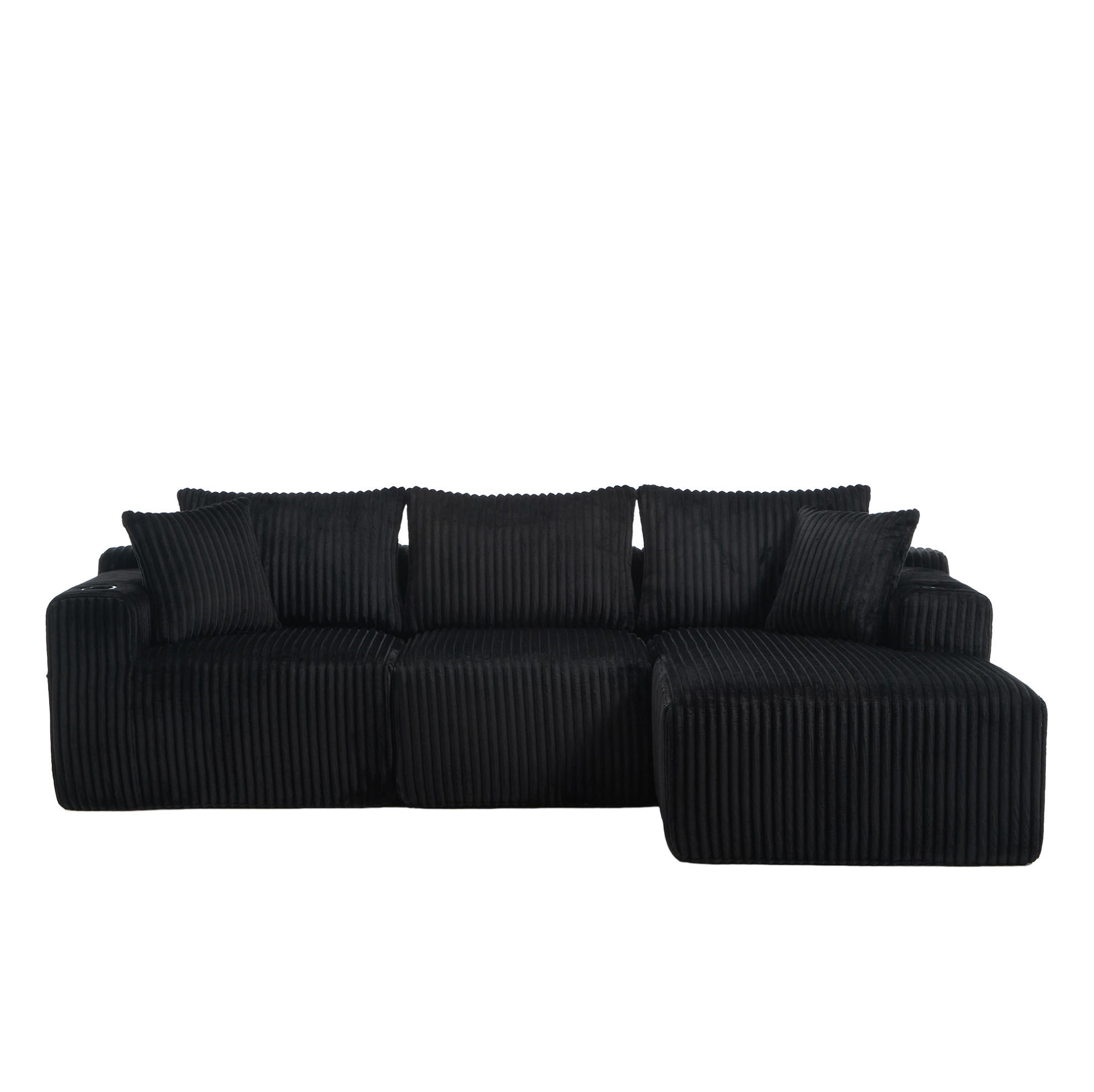 ECKSOFA 257/90-160/62 cm Schwarz aus Cord mit Chaiselongue - Schwarz, Textil (160/257cm) - OKMYHOME