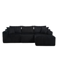 ECKSOFA 257/90-160/62 cm Schwarz aus Cord mit Chaiselongue - Schwarz, Textil (160/257cm) - OKMYHOME