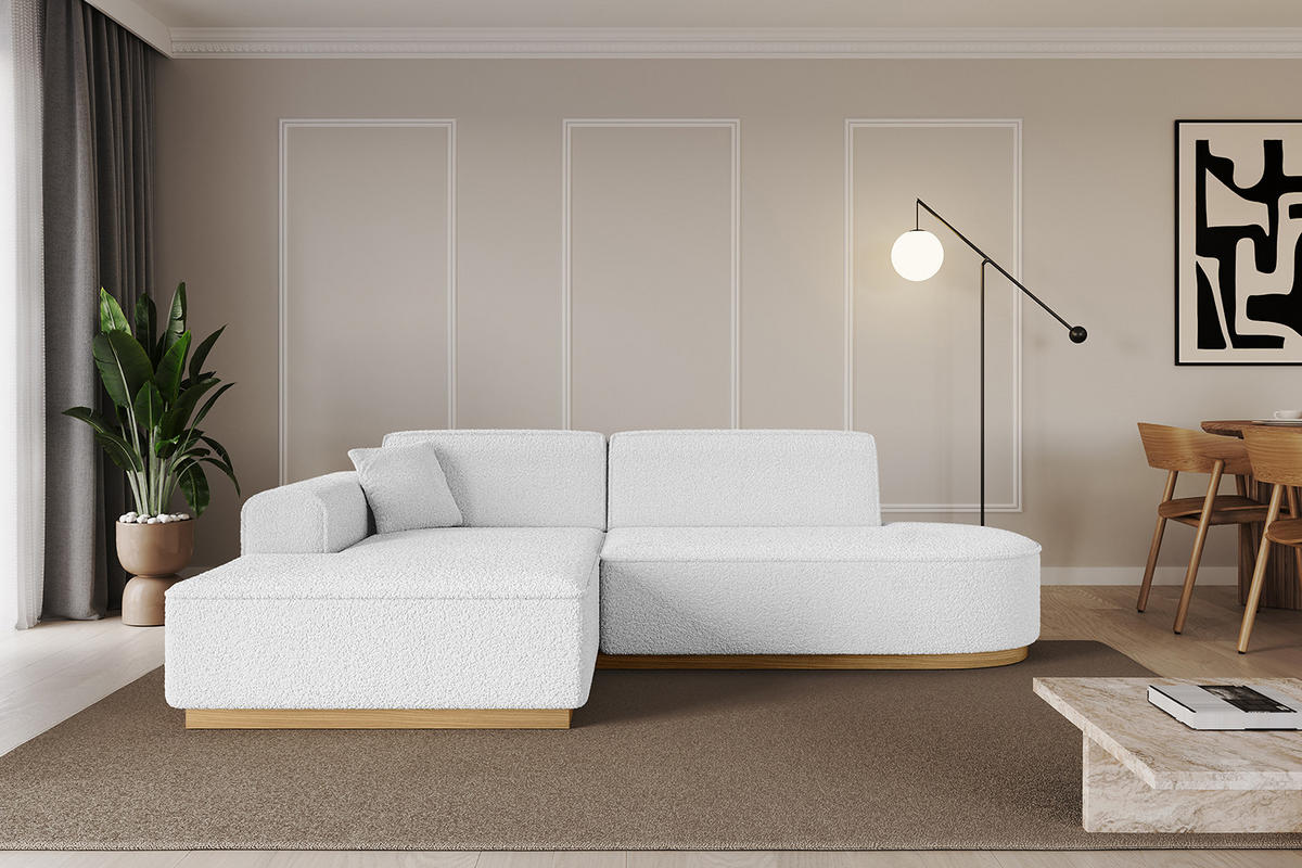 ECKSOFA Ottomane Links IREA-L1-v2 - 232x165x80 cm Weiß - Weiß, Holzwerkstoff/Textil (232/165cm) - ALTDECOR