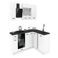 WINKELKÜCHE 240x180 cm mit Arbeitsplatte - SIMPLY Z23 - in Weiß / Matt - Schwarz/Weiß, Holz (420/212/53cm)