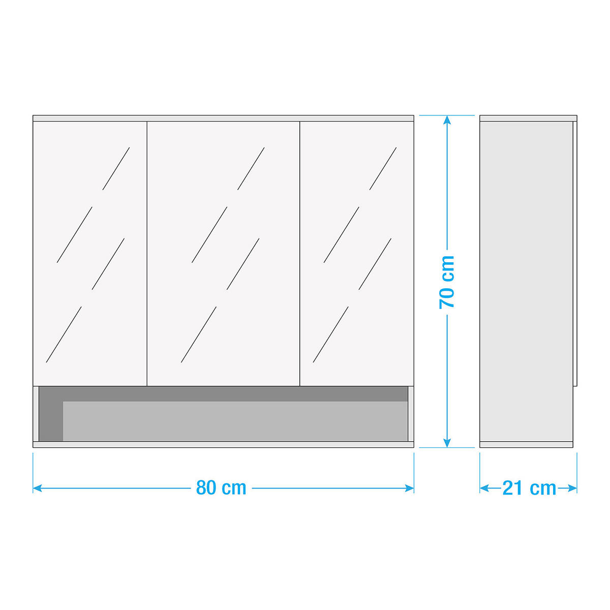 SPIEGELSCHRANK - Inklusive Beleuchtung - Weiß - Weiß, Holzwerkstoff (80/70/21cm) - home24