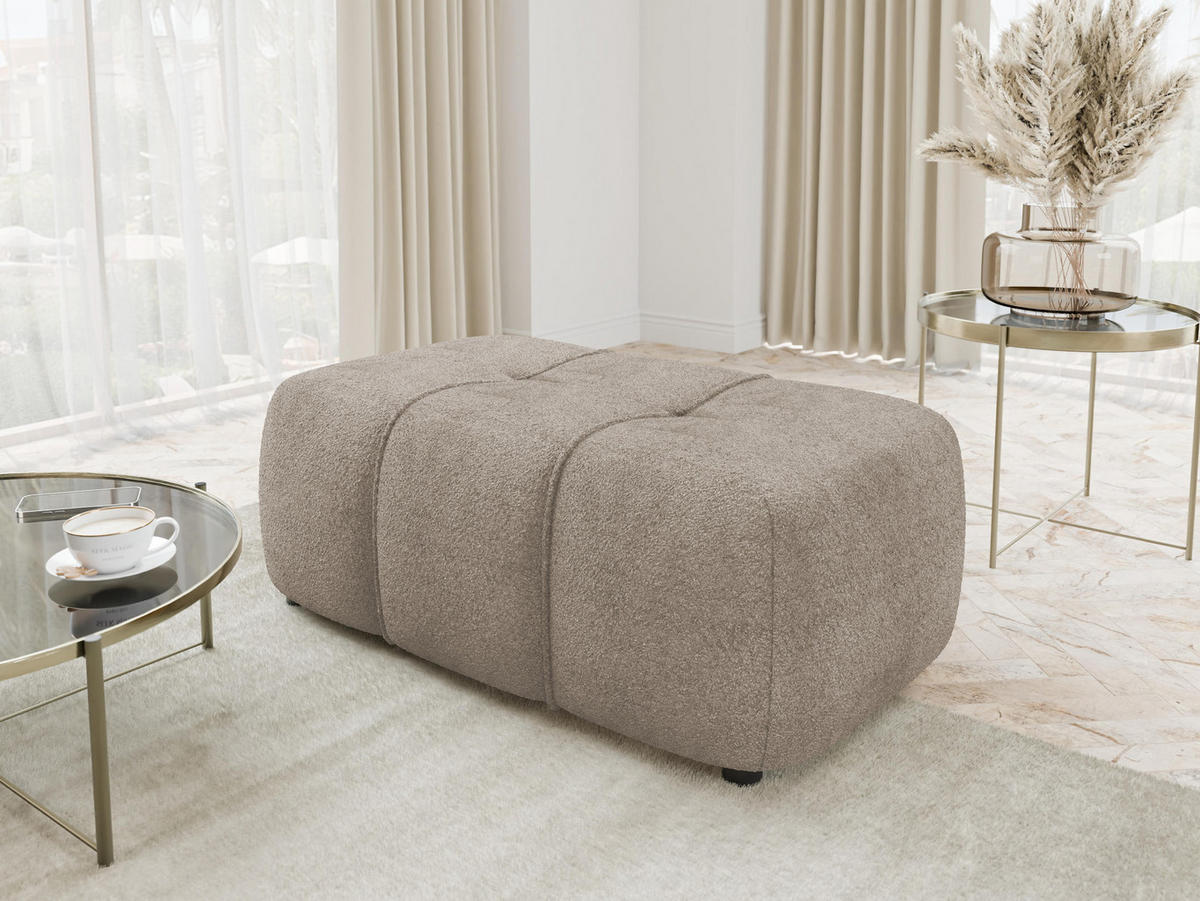 POLSTERHOCKER Furyn Boucle - Schwarz/Braun, Holzwerkstoff/Kunststoff (93/38/62cm) - MIRJAN24