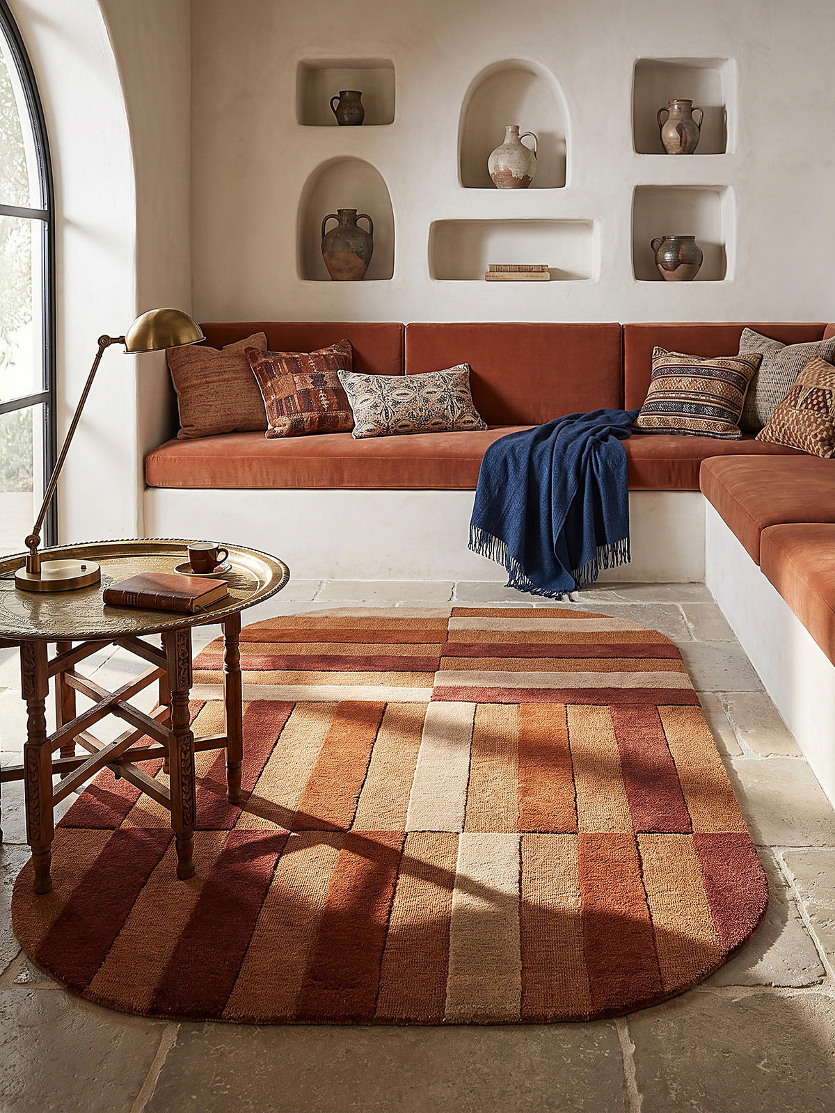 WOLLTEPPICH handgetuftet LUNAN, Blockstreifen, Terrakotta, 160 x 230 cm - Orange, Textil (160/230cm) - KADIMA DESIGN