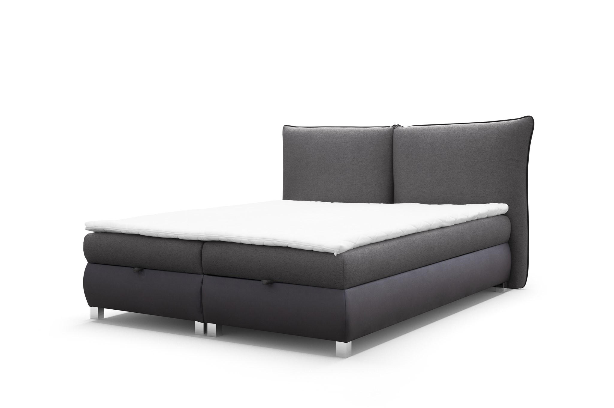 BOXBETT Valentin In Neve - Anthrazit, Holzwerkstoff/Textil (160/200cm) - Fun Möbel