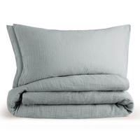 BETTWÄSCHE Musselin, 100% Baumwolle, 200/200 cm & 2x 40/80 cm, Blau - Blau, Textil (200/200cm) - Blumtal