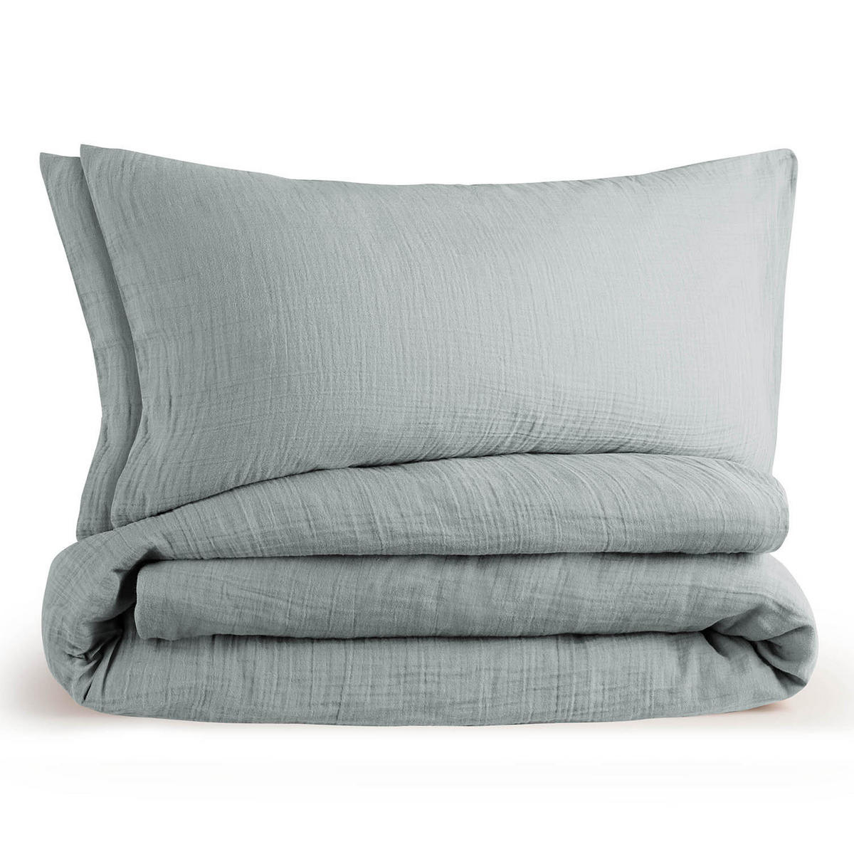 BETTWÄSCHE Musselin, 100% Baumwolle, 200/200 cm & 2x 40/80 cm, Blau - Blau, Textil (200/200cm) - Blumtal