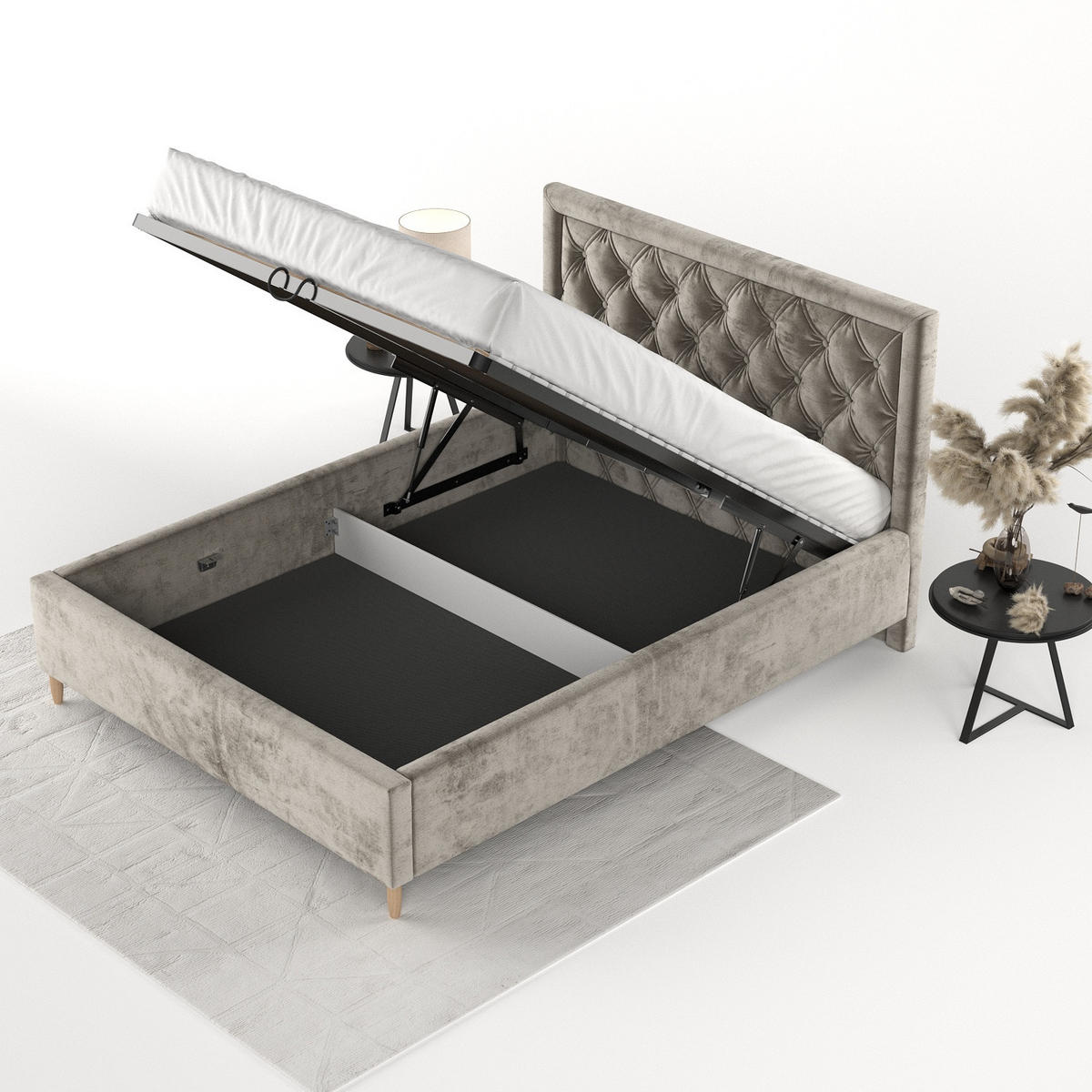 POLSTERBETT Lido 120/200 cm Beige im Lotta Stoff - Beige/Naturfarben, Holz/Holzwerkstoff (120/200cm) - AltaBeds