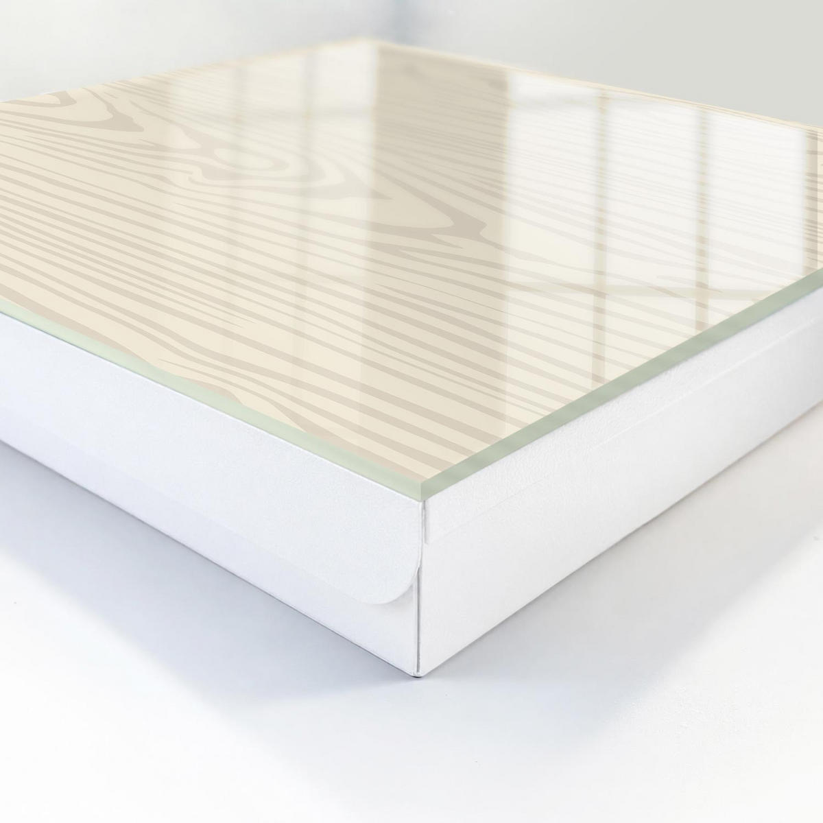SCHLÜSSELBOX Weiß 30x30 cm – Türöffnung nach rechts - Holzmuster - Beige, Metall (30/30/5cm) - TULUP