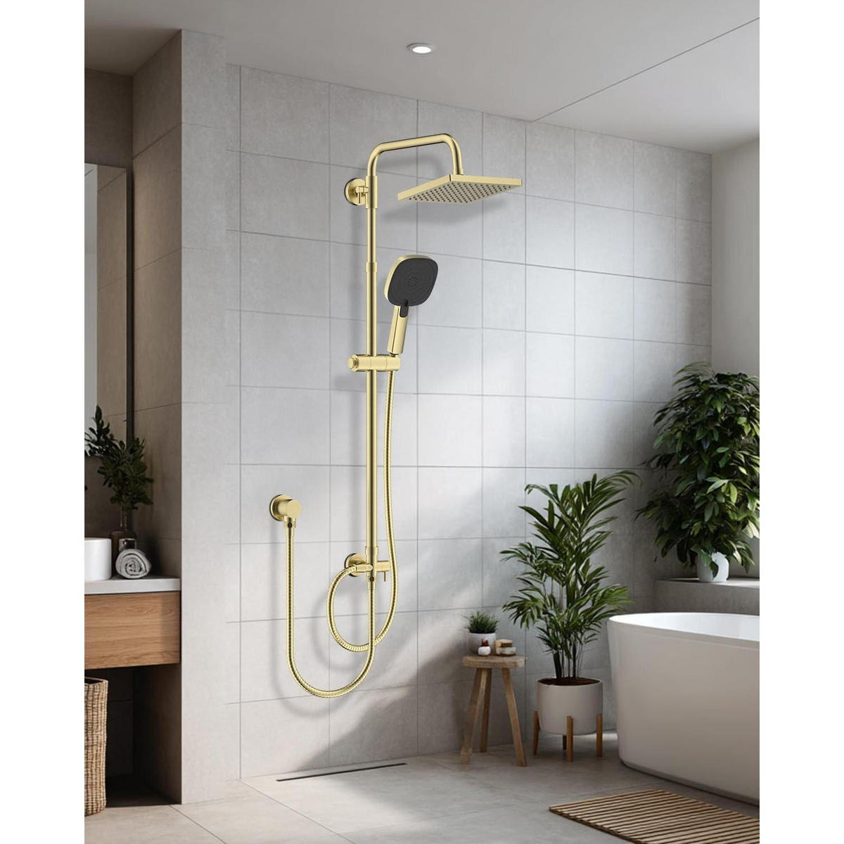 REGENBRAUSE Duschkopf 20 cm gebürstetes Gold - Goldfarben, Metall (20/12.7/20cm)