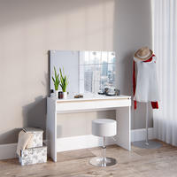 SCHMINKTISCH Emma Weiß 120 cm mit LED Beleuchtung und Hocker - Weiß, Holzwerkstoff (120/83/41.8cm) - Vicco