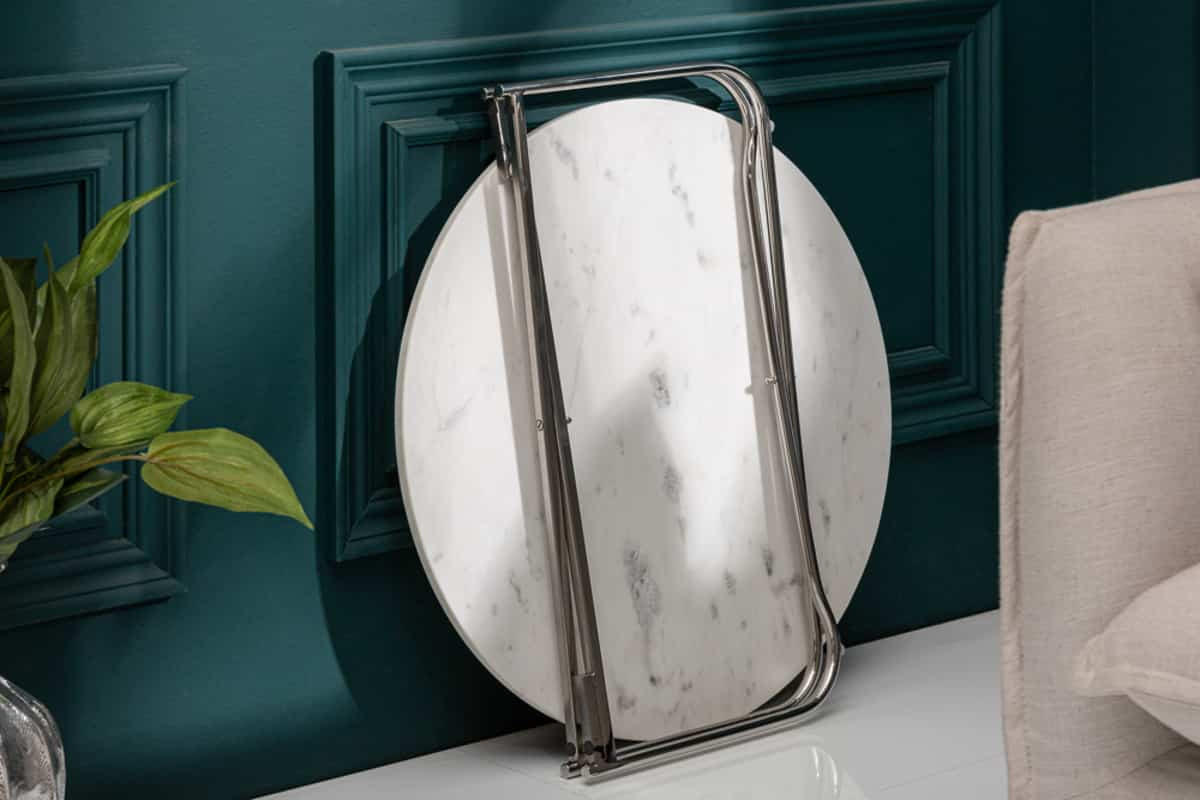 COUCHTISCH NOBLE Marmor rund Weiß 62cm - Weiß, Stein/Metall (62/62/33cm) - riess-ambiente