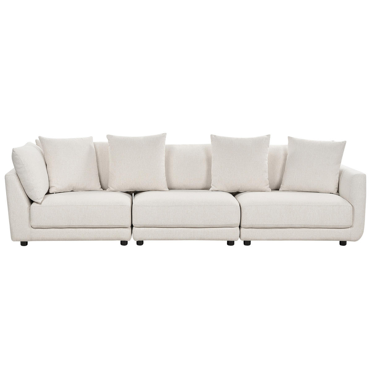 3-SITZER-SOFA cremeweiß mit Ottomane Sigtuna - Schwarz/Weiß, Textil (300/86/102cm) - Beliani