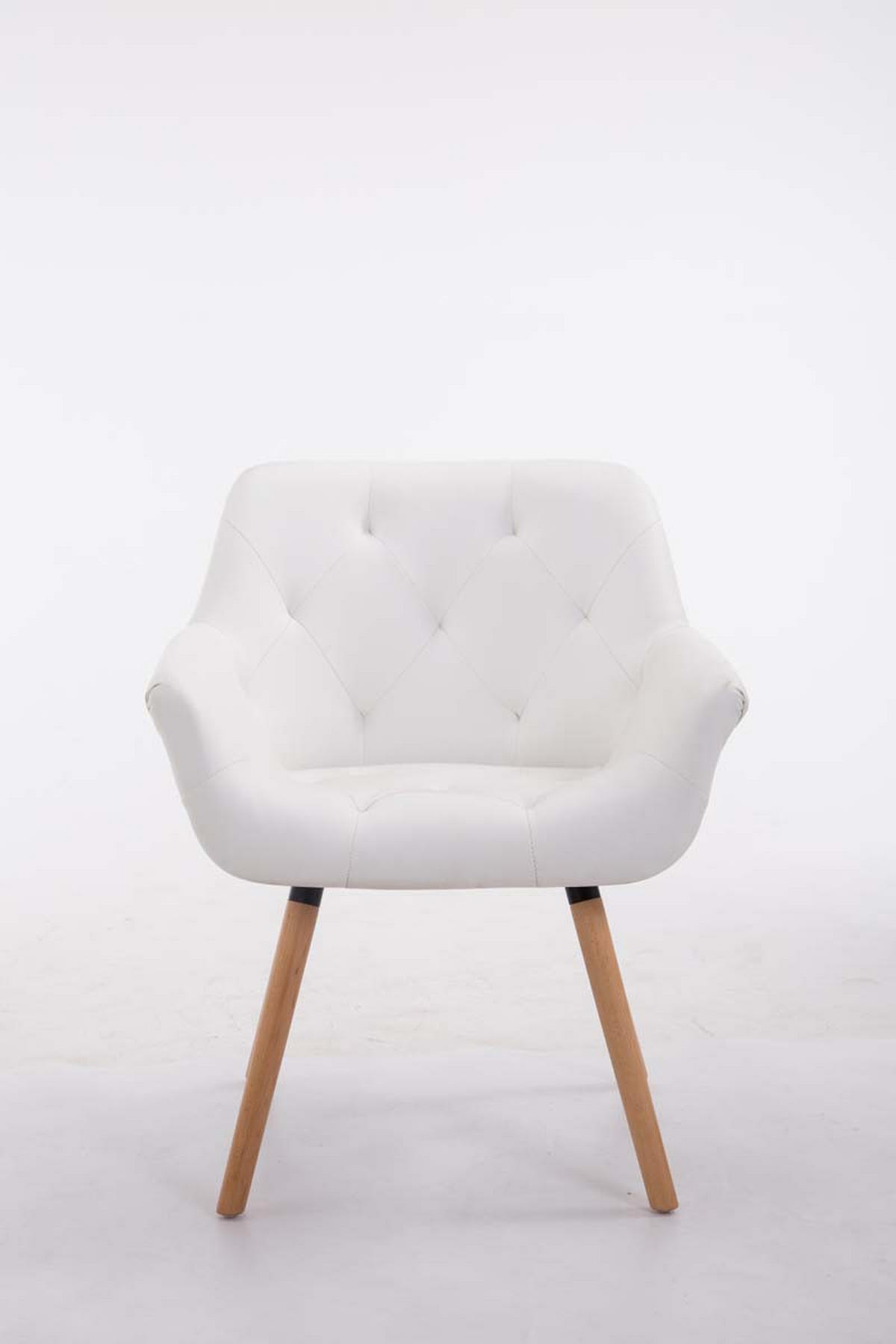 ARMLEHNENSTUHL Lederlook weiß - Eukalyptusholzfarben/Weiß, Holz/Textil (67/83/60cm) - CLP