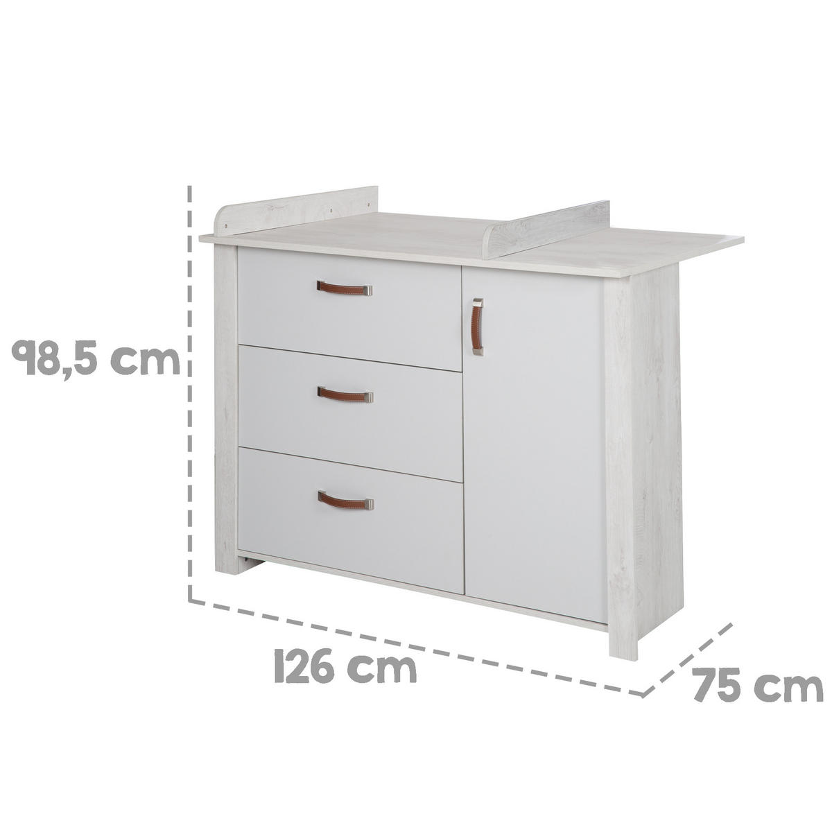 BABYZIMMER-SET Mila 2-teilig - Grau, Holzwerkstoff (126/142cm) - Roba