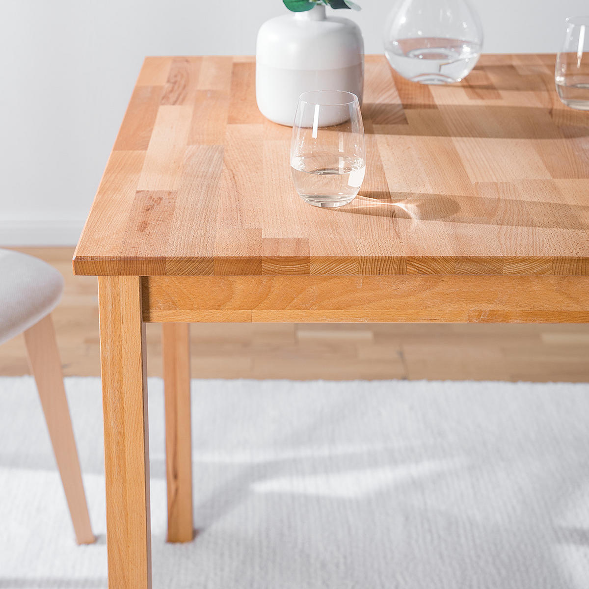 ESSTISCH - Buche massiv - Buchefarben, Holz (75/75/75cm) - home24