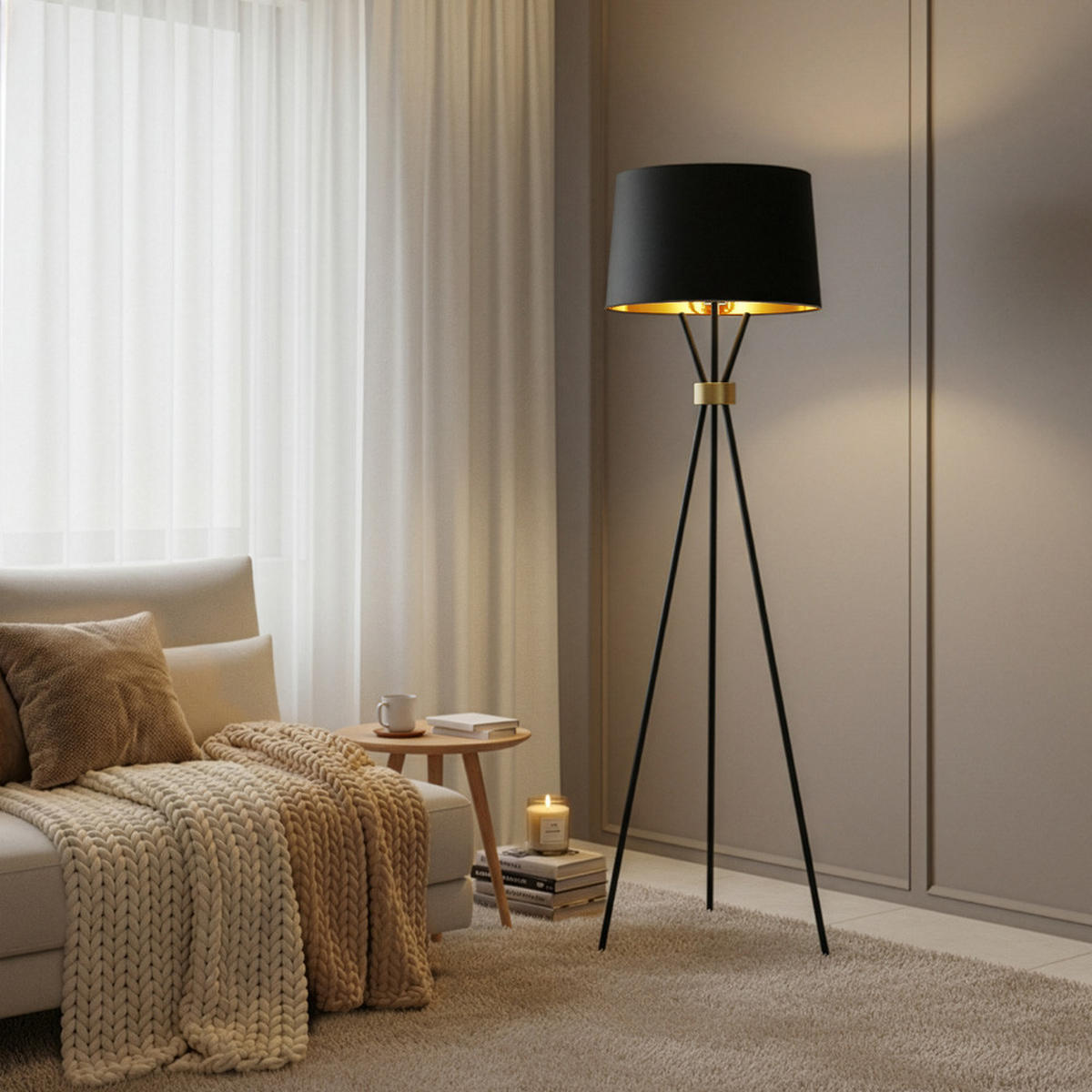 STEHLAMPE LUNA - Schwarz, Metall (21.5/21.5/165cm) - Home Deluxe