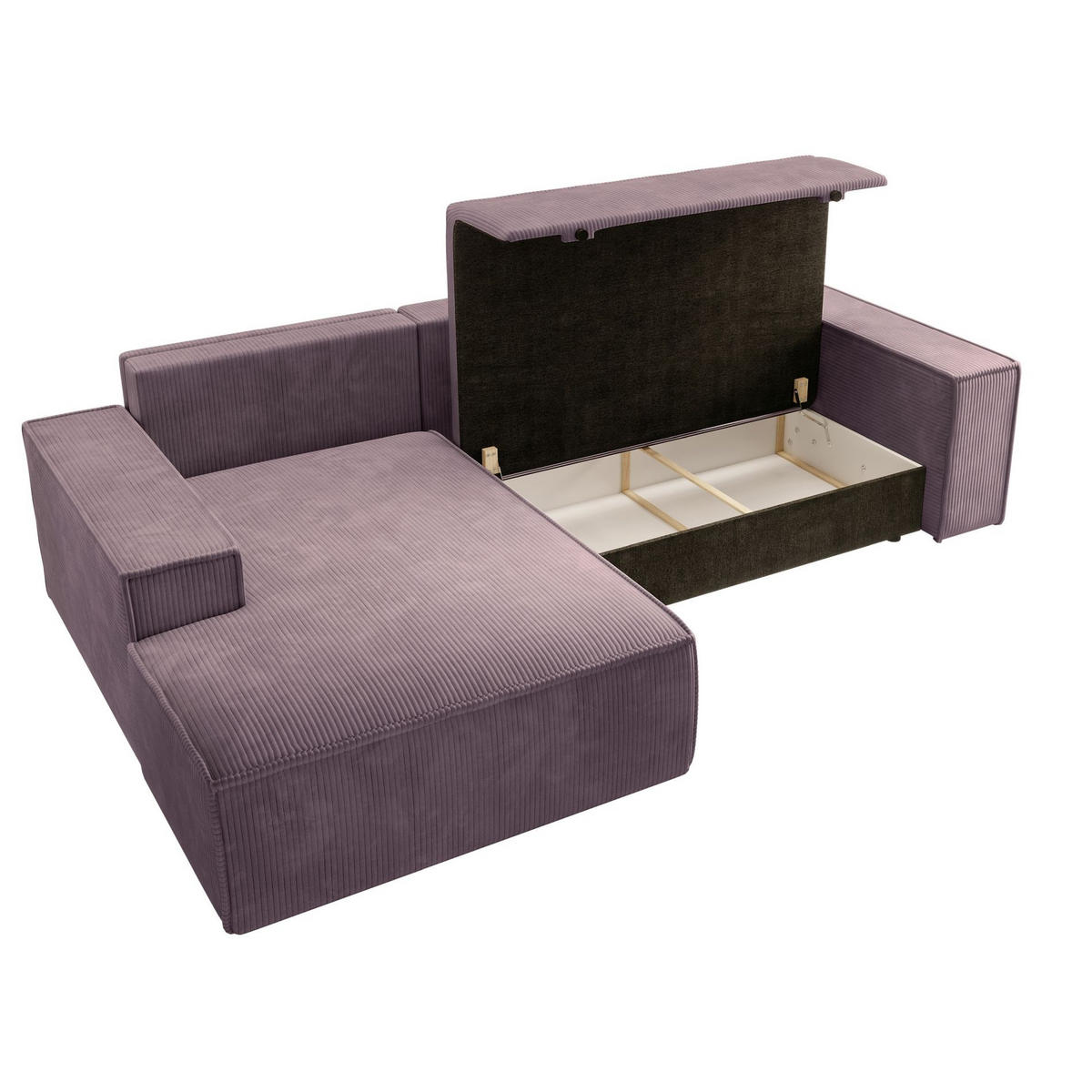 ECKSOFA Farese New Rosa mit Cordbezug, links - Pink/Schwarz, Kunststoff/Textil (267/167cm) - Selsey