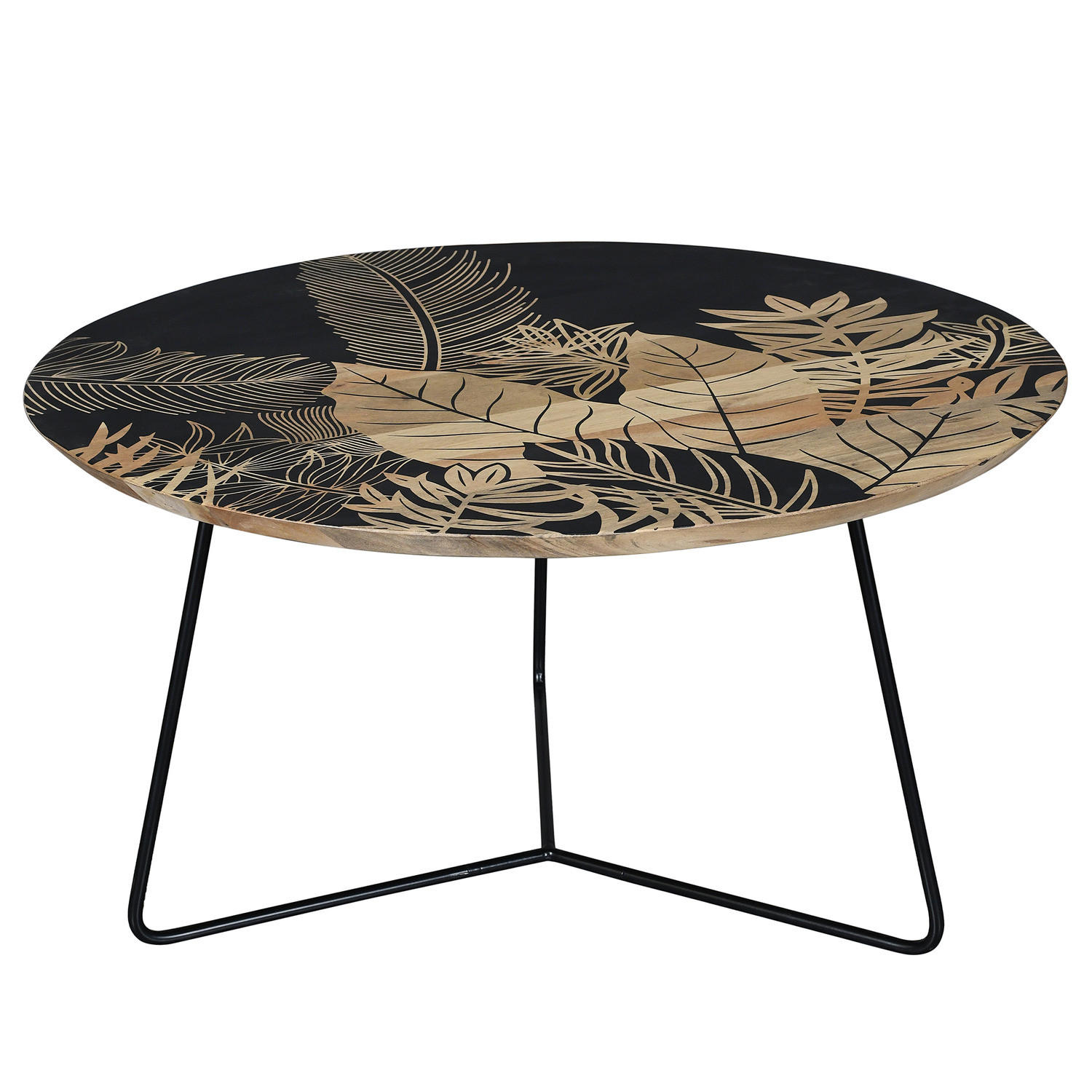 COUCHTISCH - Mango massiv / Metall - Mango / Schwarz - Schwarz/Braun, Holz/Metall (80/80/45cm) - home24