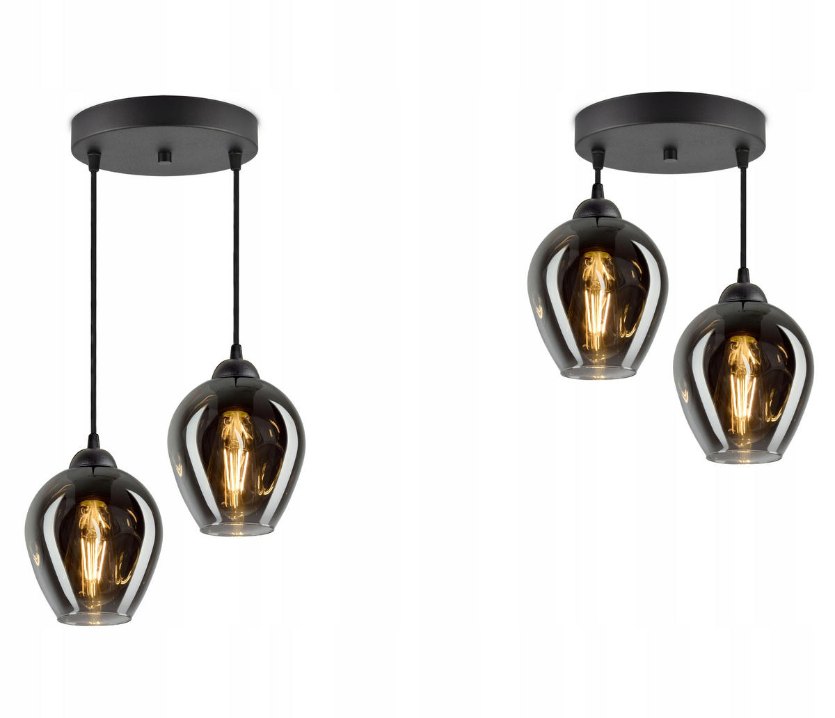 PENDELLEUCHTE Hegel - Transparent/Anthrazit, Glas/Metall (30/30/80cm) - kiki design